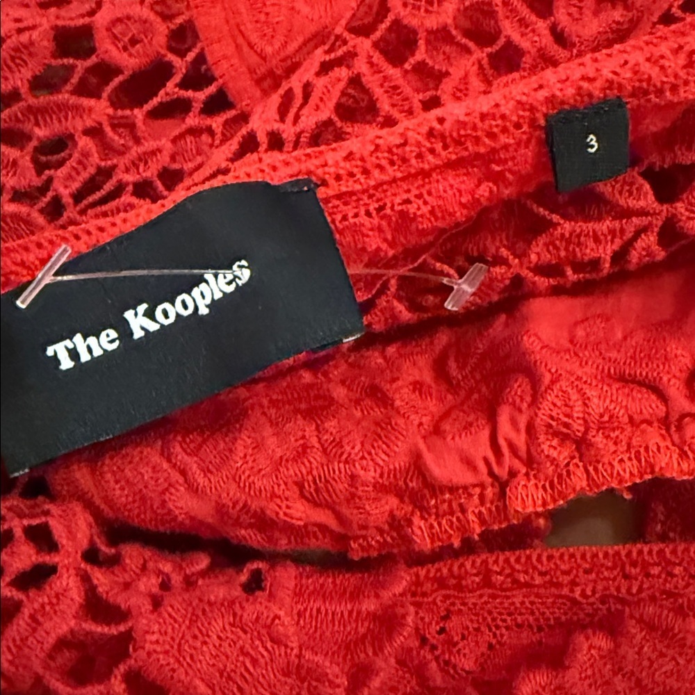 The Kooples Vibrant Red Lace Blouse size 3 - Picture 5 of 6